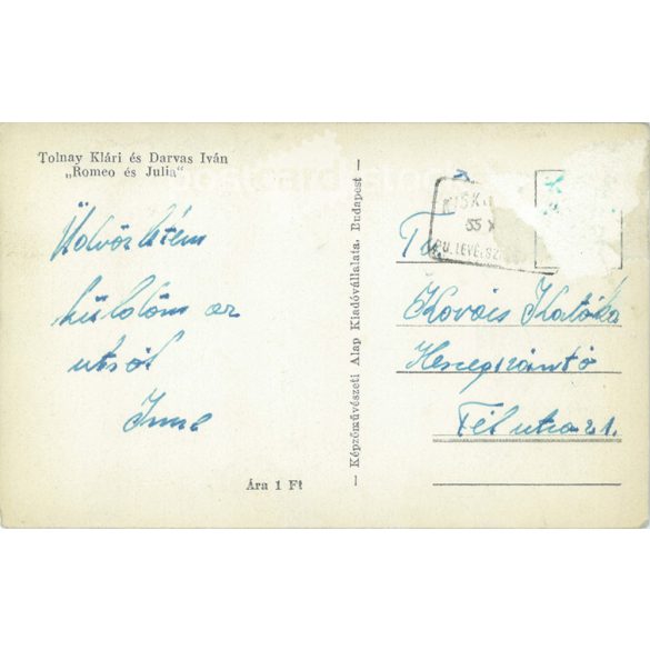 1978 - Kláry Tolnay and Iván Dravas in “Romeo and Juliet”. Photo sheet, postcard. (2791003)