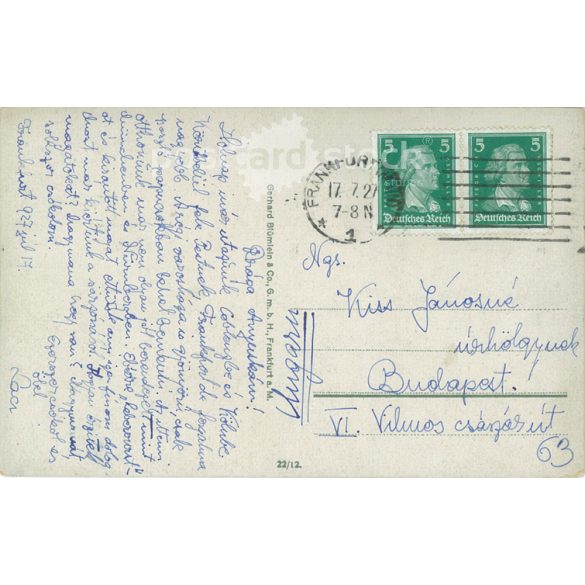 1923 - Frankfurt a. M., Railway Main Station. Colored photo sheet, postcard. (2791012)