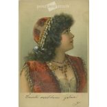Romantic postcard. With plastic, mica surface. Colored photo sheet. (2791023)