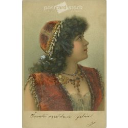   Romantic postcard. With plastic, mica surface. Colored photo sheet. (2791023)