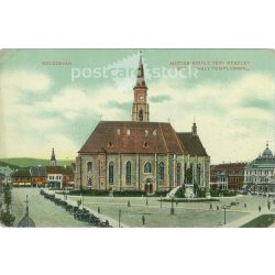   1910 - Cluj-Napoca. Matthias King Square detail. Colored photo sheet, postcard. (2791024)