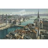 1911 - Zurich. Lake Zurich and St. Peter’s Church. Colored photo sheet, postcard. (2791041)