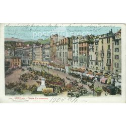   1905 - Genoa. Piazza Caricamento.Colored photo sheet, postcard. (2791051)
