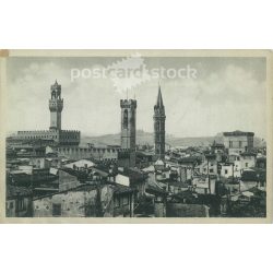   Florence. Panorama with the towers of the Palazzo Vecchio Bargello and Badia. Photo sheet, postcard. (2791098)