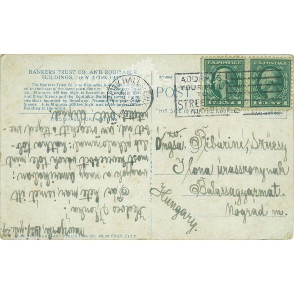 1915 - Bankers Trust Co. and Equitable Buildings. New York City. Colored photo sheet, postcard.(2791136)