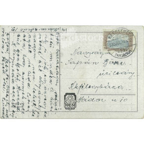 1920 - Smoking old farmer portrait painting reproduction. With Kecskemét stamping. Postcard. (2791139)