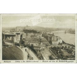   1928 - Budapest. View with the statue of St. Gellert. Photo sheet, postcard. (2791232)