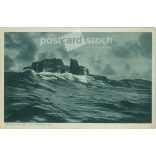 1930 - Helgoland island in the heavy seas. Photo sheet, postcard. (2791265)