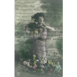 1912 - Romantic postcard. Colored photo sheet. (2791277)