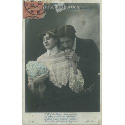 1907 - Romantic postcard. Colored photo sheet. (2791292)