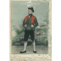   1907 - Greetings from South Tyrol. Merano wear. Colored photo sheet, postcard. (2791302)
