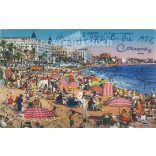 1938 - The seashore  and hotels of Cannes. Colored photo sheet, postcard. (2791309)
