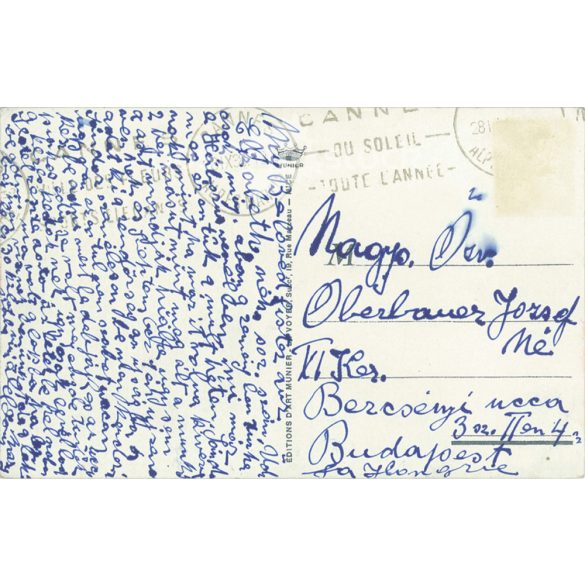 1938 - The seashore  and hotels of Cannes. Colored photo sheet, postcard. (2791309)