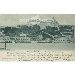  1900 - Greetings from Budapest. Royal residence and Várkkert bazár (Castle bazaar). Photo sheet, postcard. (2791316)