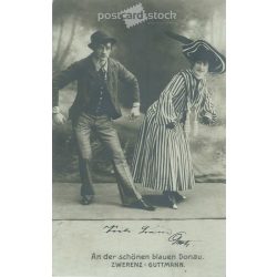   1904 - Mizzi Zwerenz, Arthur Guttmann on „The Beautiful Blue Danube”. Photo sheet, postcard. (2791375)