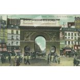 1906 - The St. Martin triumphal arch in Paris. Colored photo sheet, postcard. (2791387)