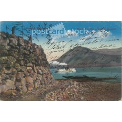   1910 – Visegrád-Nagymaros. Detail by the Danube with the Elizabeth Resting. Colored photo sheet, postcard. (2791420)