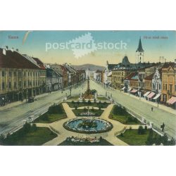   1916 - Košice. Upper part of main road. Colored photo sheet, postcard. (2791440)