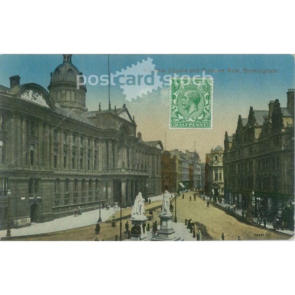 1930 - Birmingham. Victoria Square and Colmore Line. Colored photo sheet, postcard. (2791451)