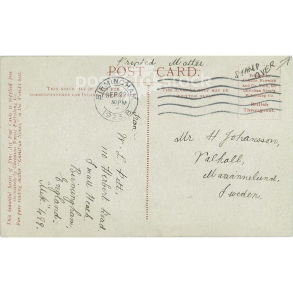 1923 - Birmingham. The Carfax Canal in Nuneham Park. Colored photo sheet, postcard. (2791454)