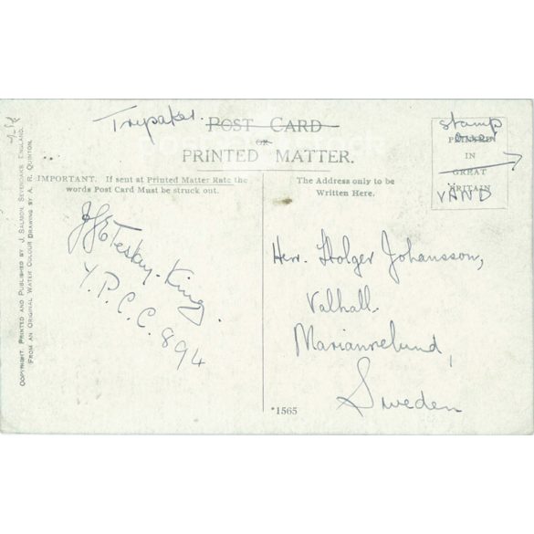 1924 - St Johns Chapel, Cambridge. Colored photo sheet, postcard. (2791460)