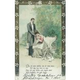 1905 - Romantic postcard. Embossed, colored graphics with gold embossing. (2791471)