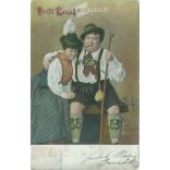 1904 - Merry New Year’s greetings. Colored photo sheet, greeting card. (2791481)