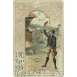 1904 - Romantic postcard. Embossed, gilded graphics. (2791483)