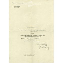   1944 - Award for anti-Soviet operations, Hungarian Bronze Medal of Merit. On embossed, embossed letterhead, the m. kir. from the Minister of Defense. (2791505)