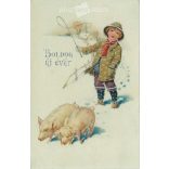 1923 - Happy New Year. Unique illustration with silver embossing. (2791521)