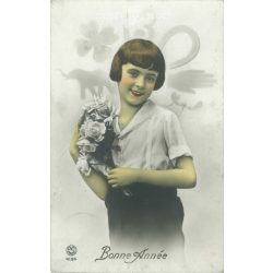   1931 - Happy New Year! Colored photo sheet, postcard. (2791528)