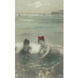 1907 - Summer greetings. Marine bathers. Colored photo sheet, postcard. (2791534)