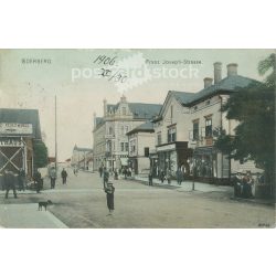   1906 - Oderberg (CZ), Franz Joseph Strasse. Colored photo sheet, postcard. (2791538)