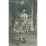 1909 - Mistinguett, French actress and singer. At one time she was the highest paid female entertainer in the world. Colored photo sheet, postcard. (2791540)