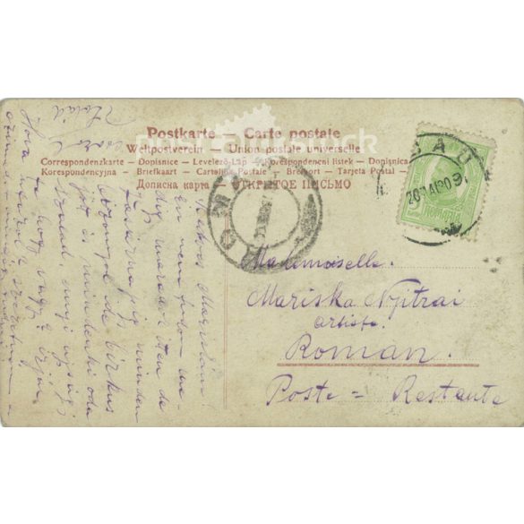 1909 - Mistinguett, French actress and singer. At one time she was the highest paid female entertainer in the world. Colored photo sheet, postcard. (2791540)