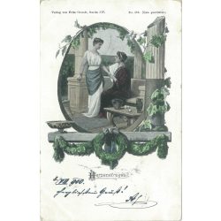   1900 - Romantic postcard. With unique illustration. (2791553)