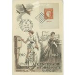 1949 - Centennial of the French postage stamp. Anniversary card with unique illustration. (2791555)