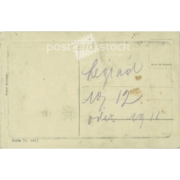 1911 - Lady in furcoat. Black and white photo sheet, postcard. (2791592)