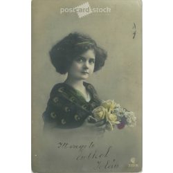 1913 - Romantic postcard. Colored photo sheet. (2791593)