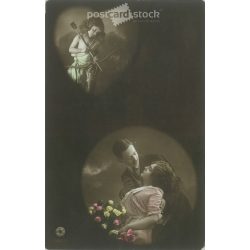 1915 - Romantic postcard. Colored photo sheet. (2791594)
