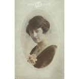 Romantic postcard. Portrait of young woman. Colored photo sheet. (2791595)