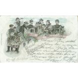 1896 - Greetings from Budapest. Postcard illustrated with unique graphics. (2791601)