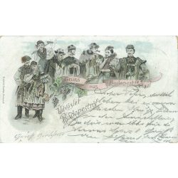   1896 - Greetings from Budapest. Postcard illustrated with unique graphics. (2791601)