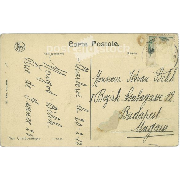 1912 - Coal sorters at the railway station. Colored photo sheet, postcard. (2791624)