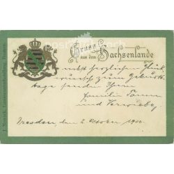   1900 - Bautzen. Greetings from Saxony. Embossed, gilded, postcard. (2791628)