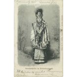 1901 - Czernowitz. Ukrainian peasant girl in wedding jewelry. Photo sheet, postcard. (2791629)