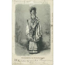   1901 - Czernowitz. Ukrainian peasant girl in wedding jewelry. Photo sheet, postcard. (2791629)