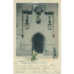   1902 - Madrid. Entrance to the „Hospital de la Latina”. Colored photo sheet, postcard. (2791631)