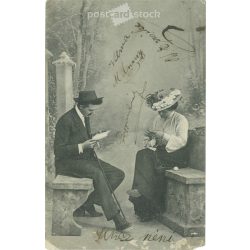 1906 – Romantic postcard. Colored photo sheet. (2791640)