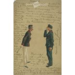 1900 - Romantic, cheerful postcard. With lithographed, unique graphics. (2791645)